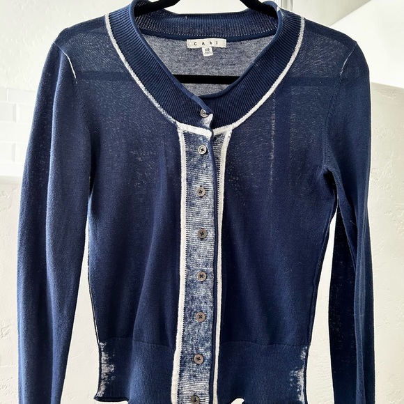 CAbi navy blue and white lightweight sweater - Size XS - Picture 3 of 8